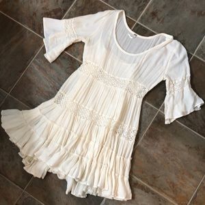 Free People cream mini short sleeve dress sz S
